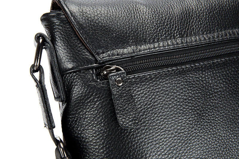 Men Leather Shoulder Bags Retro Small Messenger Satchel Travel Bag Black