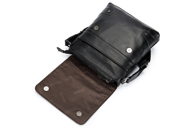 Men Leather Shoulder Bags Retro Small Messenger Satchel Travel Bag Black