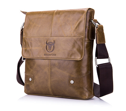 Men Leather Shoulder Bags Retro Small Messenger Satchel Travel Bag Brown