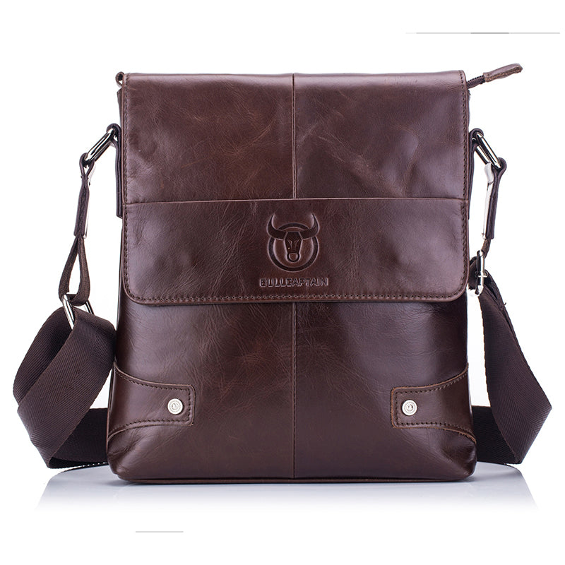 Men Leather Shoulder Bags Retro Small Messenger Satchel Travel Bag Coffee