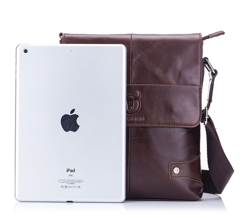 Men Leather Shoulder Bags Retro Small Messenger Satchel Travel Bag Coffee