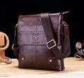 Men Leather Shoulder Bags Retro Small Messenger Satchel Travel Bag Coffee