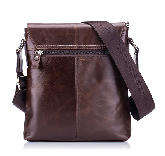 Men Leather Shoulder Bags Retro Small Messenger Satchel Travel Bag Coffee