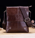 Men Leather Shoulder Bags Retro Small Messenger Satchel Travel Bag Coffee