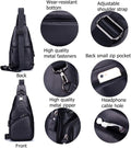 Men Leather Sling Bag Casual Crossbody Chest Bags Travel Daypack Black