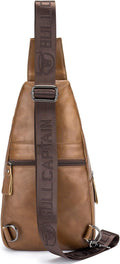 Men Leather Sling Bag Casual Crossbody Chest Bags Travel Daypack Brown