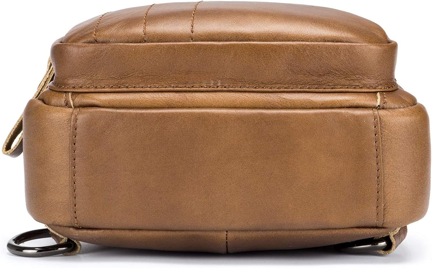 Men Leather Sling Bag Casual Crossbody Chest Bags Travel Daypack Brown