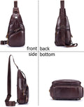 Men Leather Sling Bag Casual Crossbody Chest Bags Travel Daypack Coffee