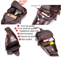 Men Leather Sling Bag Casual Crossbody Chest Bags Travel Daypack Coffee
