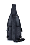 Men Leather Sling Bag Casual Crossbody Shoulder Backpack Chest Bag Black