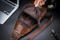 Men Leather Sling Bag Casual Crossbody Shoulder Backpack Chest Bag Brown