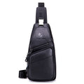 Men Leather Sling Bag Crossbody Bag Shoulder Chest Multifunctional Bag Black