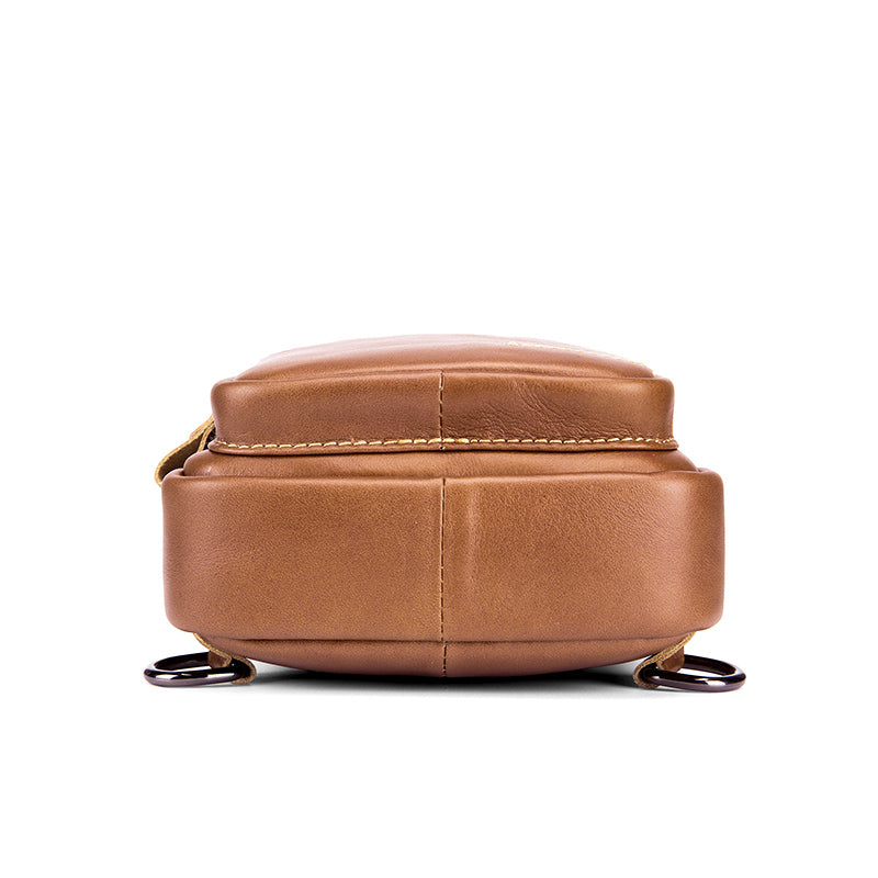 Men Leather Sling Bag Crossbody Bag Shoulder Chest Multifunctional Bag Brown