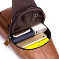 Men Leather Sling Bag Crossbody Bag Shoulder Chest Multifunctional Bag Brown