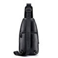 Men Leather Sling Bag Multi-pocket Crossbody Chest Hiking Daypack Black