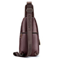 Men Leather Sling Bag Multi-pocket Crossbody Chest Hiking Daypack Coffee