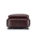 Men Leather Sling Bag Multi-pocket Crossbody Chest Hiking Daypack Coffee