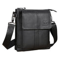Men Leather Sling Shoulder Crossbody Bag Messenger Outdoor Business Bag Black