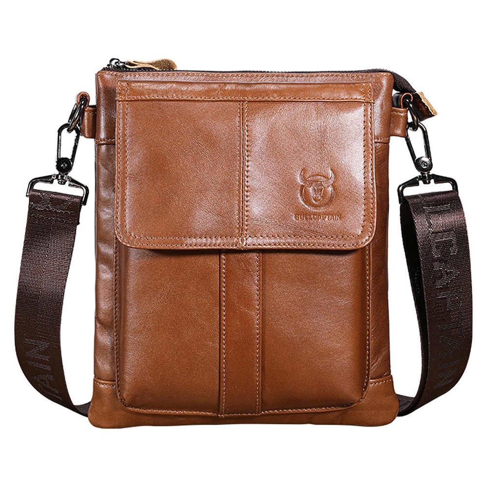 Men Leather Sling Shoulder Crossbody Bag Messenger Outdoor Business Bag Brown