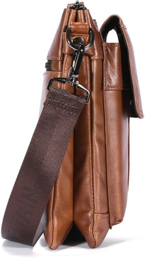 Men Leather Sling Shoulder Crossbody Bag Messenger Outdoor Business Bag Brown