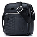 Men Leather Small Shoulder Bag Fashion Design Messenger Work Bag Black