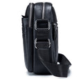 Men Leather Small Shoulder Bag Fashion Design Messenger Work Bag Black