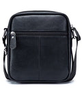 Men Leather Small Shoulder Bag Fashion Design Messenger Work Bag Black
