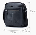 Men Leather Small Shoulder Bag Fashion Design Messenger Work Bag Black