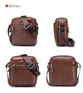 Men Leather Small Shoulder Bag Fashion Design Messenger Work Bag Brown