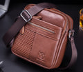 Men Leather Small Shoulder Bag Fashion Design Messenger Work Bag Brown