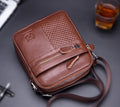 Men Leather Small Shoulder Bag Fashion Design Messenger Work Bag Brown