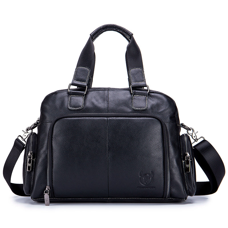 Men Leather Travel Duffle Bag Overnight Gym Sports Weekend Bag Black