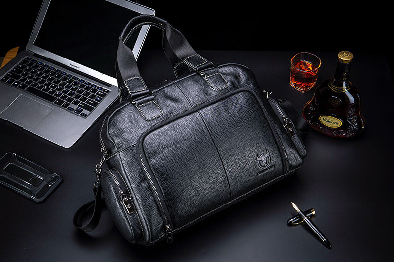 Men Leather Travel Duffle Bag Overnight Gym Sports Weekend Bag Black