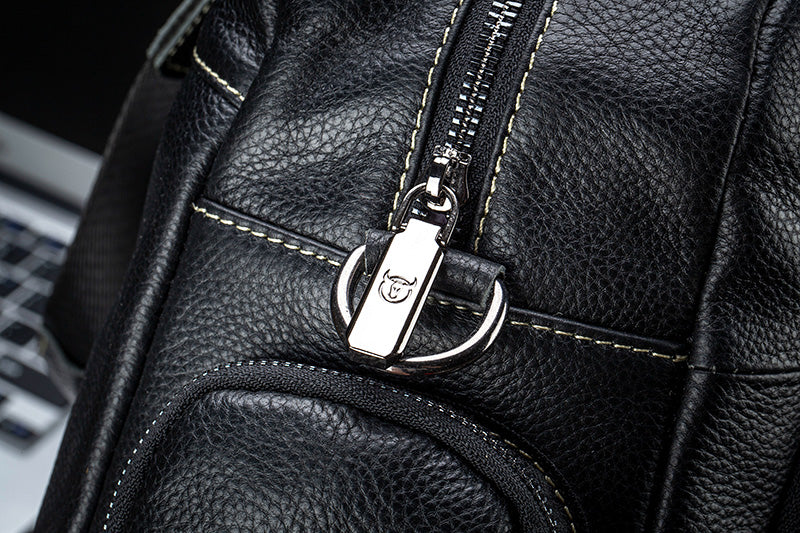 Men Leather Travel Duffle Bag Overnight Gym Sports Weekend Bag Black