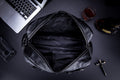 Men Leather Travel Duffle Bag Overnight Gym Sports Weekend Bag Black