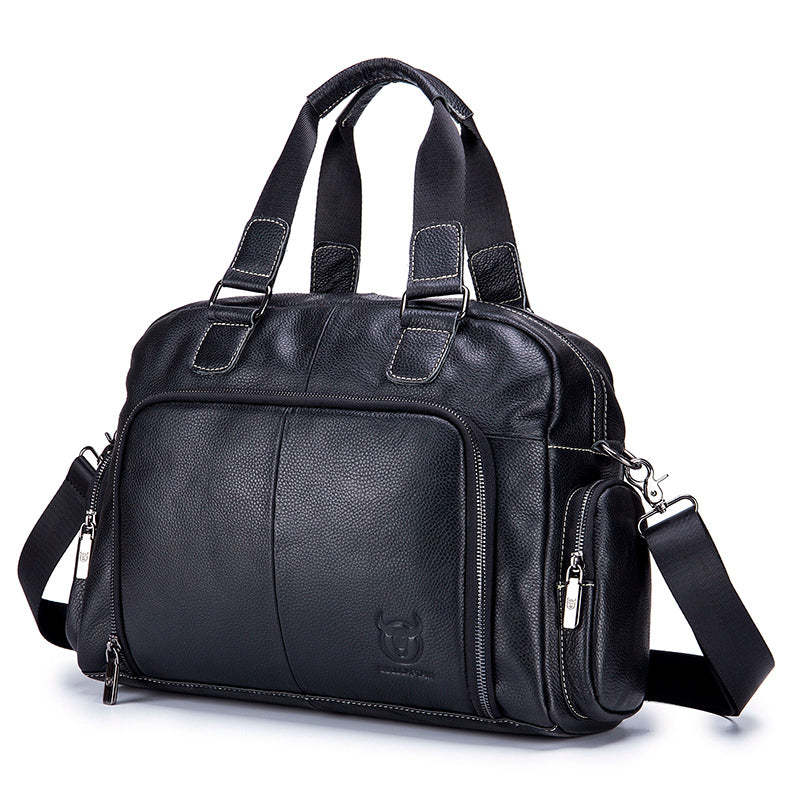 Men Leather Travel Duffle Bag Overnight Gym Sports Weekend Bag Black