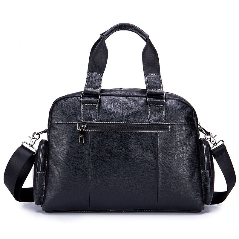 Men Leather Travel Duffle Bag Overnight Gym Sports Weekend Bag Black