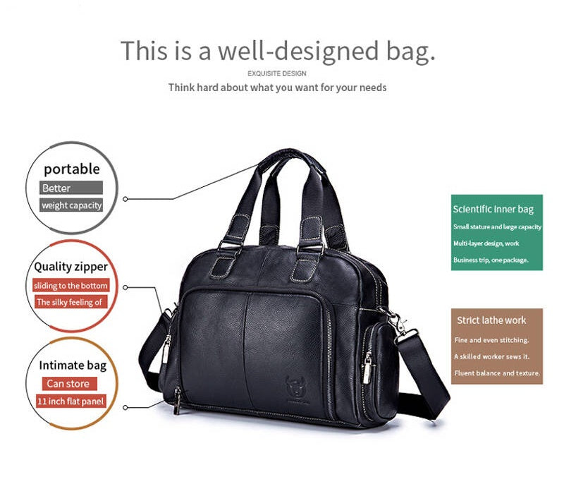 Men Leather Travel Duffle Bag Overnight Gym Sports Weekend Bag Black