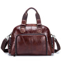 Men Leather Travel Duffle Bag Overnight Gym Sports Weekend Bag Brown