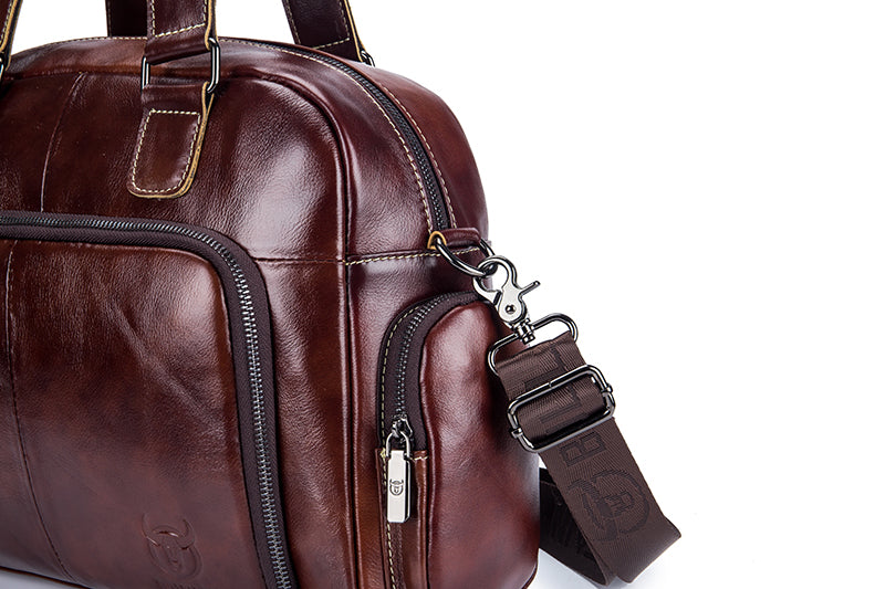 Men Leather Travel Duffle Bag Overnight Gym Sports Weekend Bag Brown