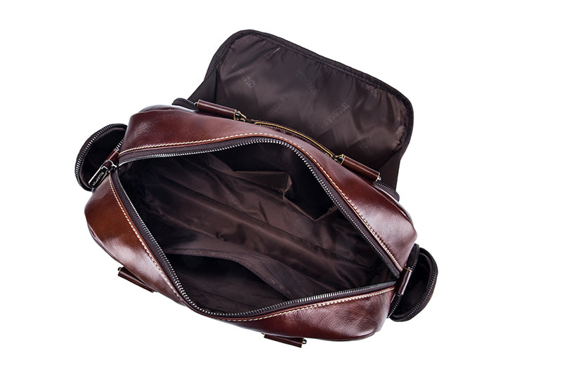 Men Leather Travel Duffle Bag Overnight Gym Sports Weekend Bag Brown