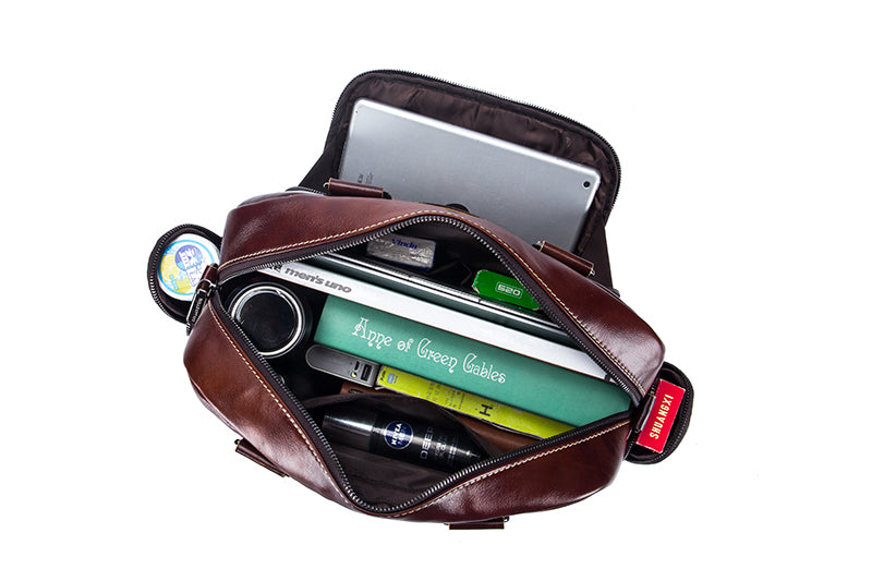 Men Leather Travel Duffle Bag Overnight Gym Sports Weekend Bag Brown
