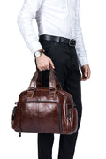 Men Leather Travel Duffle Bag Overnight Gym Sports Weekend Bag Brown