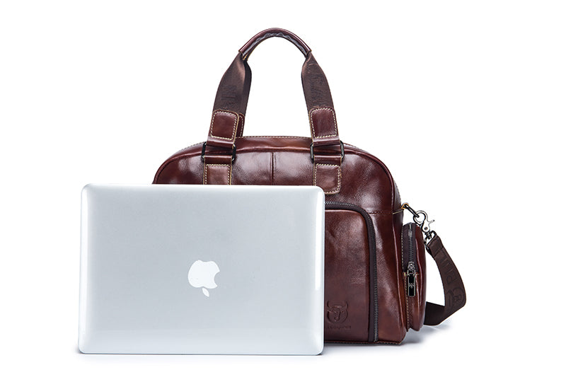 Men Leather Travel Duffle Bag Overnight Gym Sports Weekend Bag Brown