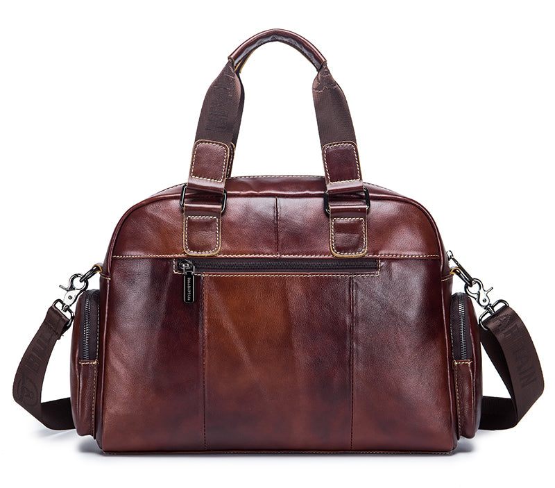 Men Leather Travel Duffle Bag Overnight Gym Sports Weekend Bag Brown
