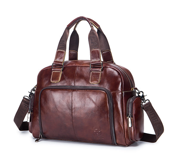 Men Leather Travel Duffle Bag Overnight Gym Sports Weekend Bag Brown