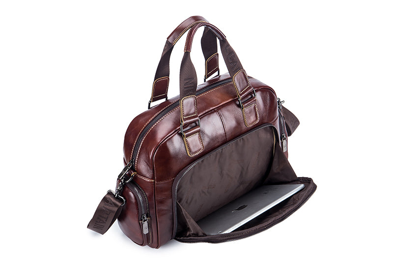 Men Leather Travel Duffle Bag Overnight Gym Sports Weekend Bag Brown