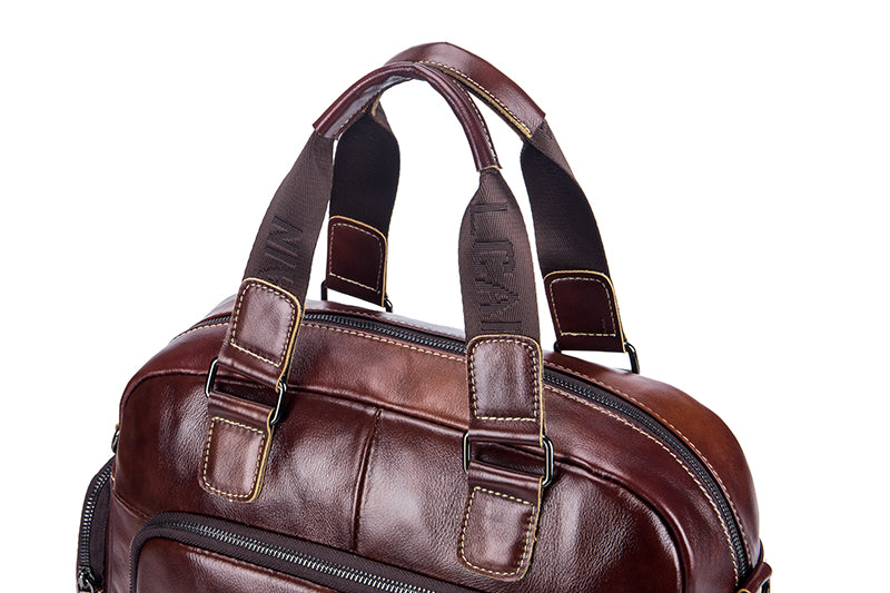 Men Leather Travel Duffle Bag Overnight Gym Sports Weekend Bag Brown