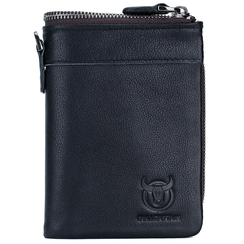 Men Leather Travel Secure Bifold RFID Wallet Large Capacity Wallet Black
