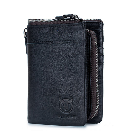 Men Leather Travel Secure Bifold RFID Wallet Large Capacity Wallet Black